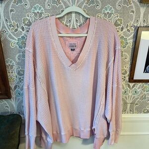 AE Big Hug V-Neck Waffle Sweatshirt